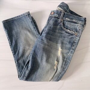 7 for All Mankind Crop Straight Leg Jeans- Distressed- Size 29